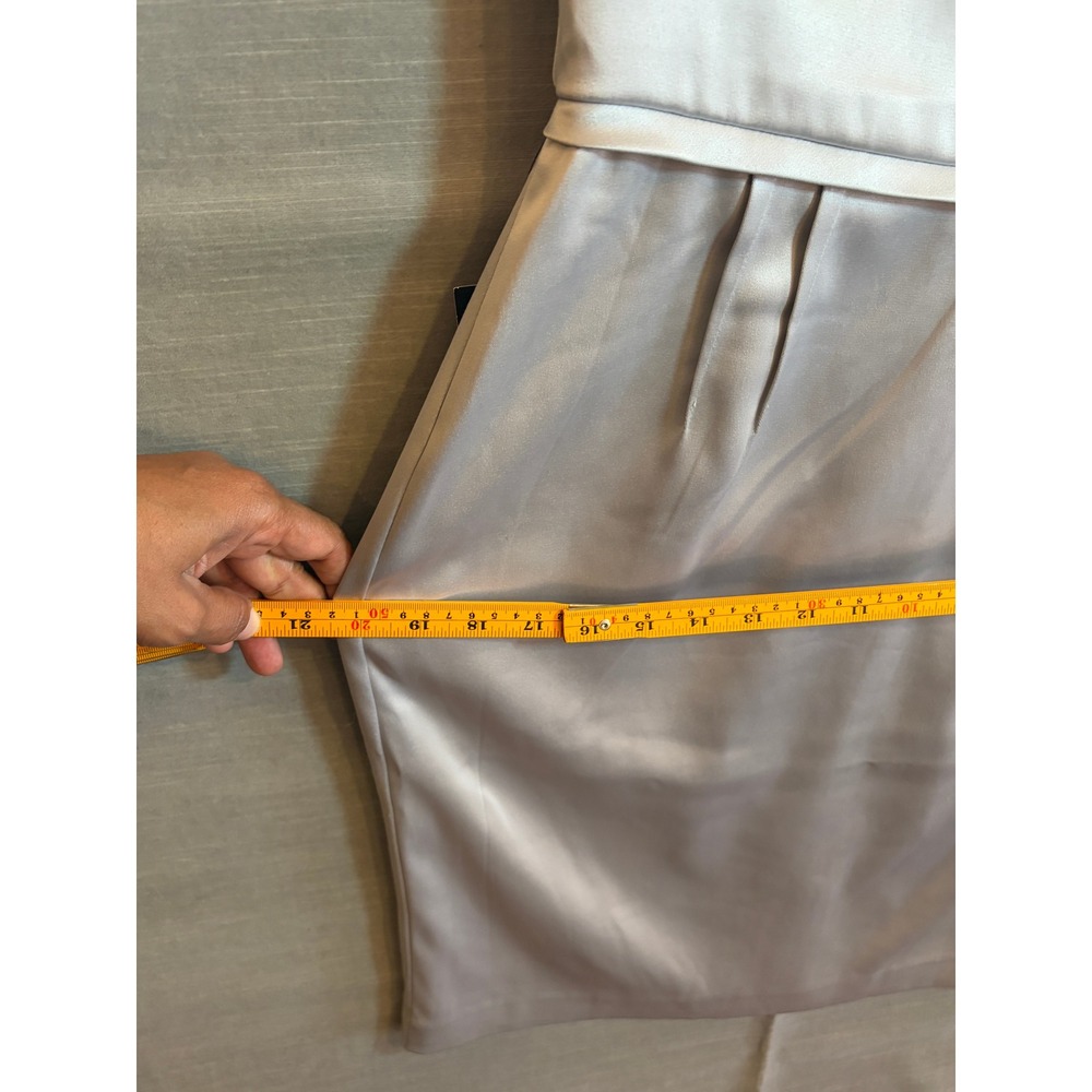 The Limited Scandal Collection Silver Satin Sheath Dress Sheer Mesh Neckline,NWT - Picture 9 of 10